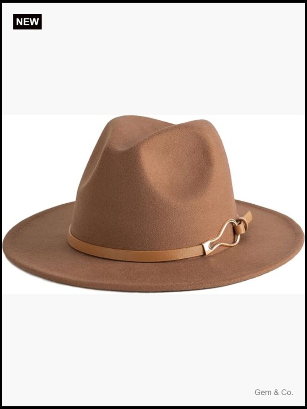 Wide Brim Fedora Floppy Panama Hat with Belt Buckle Adjustable